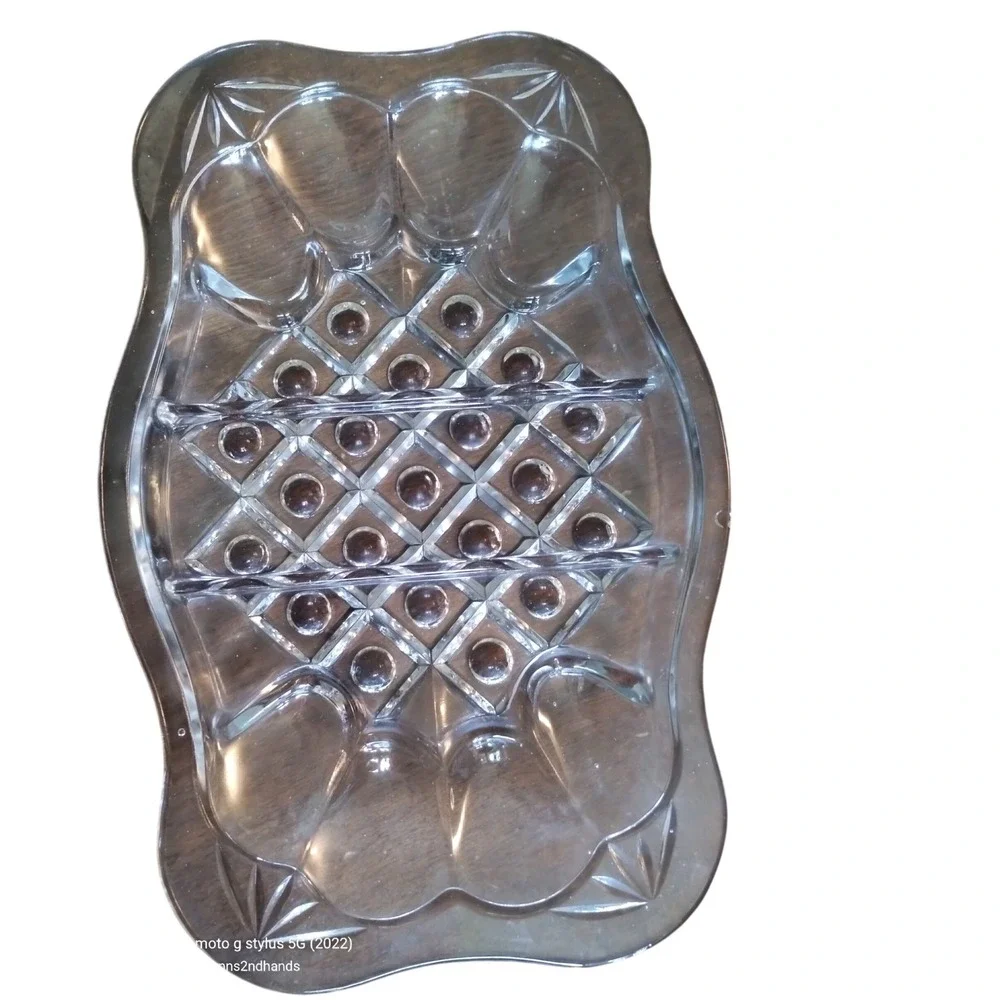 Vintage Clear Glass Divided Relish Tray‎ Candy Nut Serving Platter Dish
